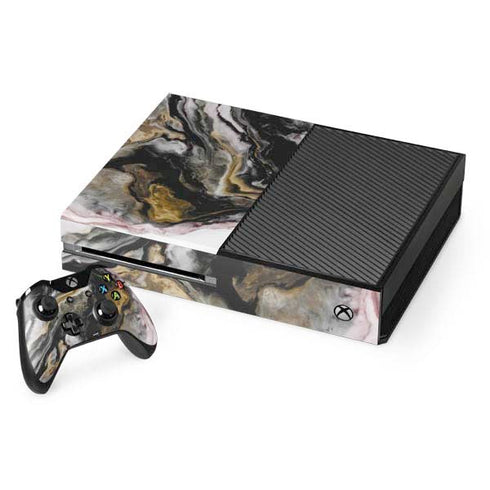 Gold Blush Marble Ink Xbox One Console and Controller Bundle Skin