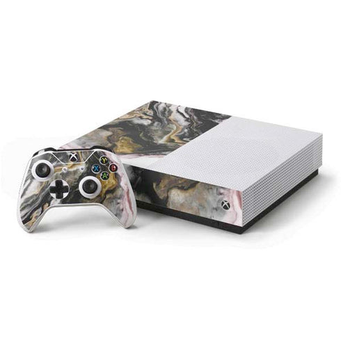 Gold Blush Marble Ink Xbox One S All-Digital Edition Bundle Skin