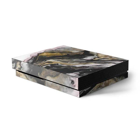 Gold Blush Marble Ink Xbox One X Console Skin