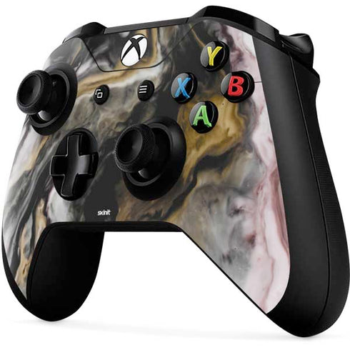 Gold Blush Marble Ink Xbox One X Controller Skin