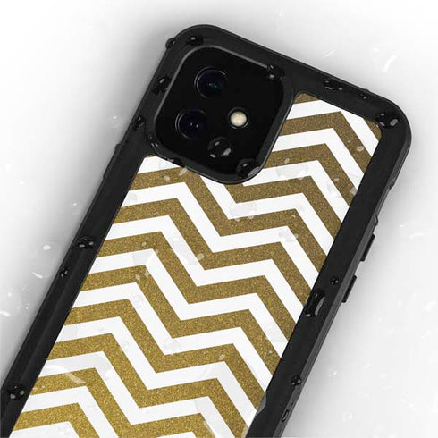 Gold Chevron iPhone 12 Mini Waterproof Case