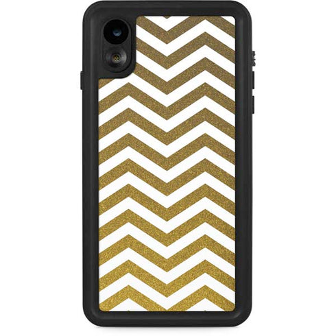 Gold Chevron iPhone XR Waterproof Case