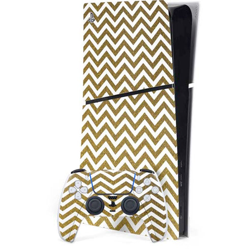 Gold Chevron PS5 Slim Digital Edition Bundle Skin