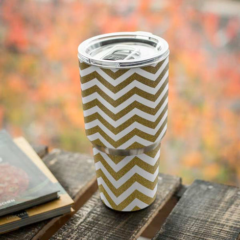 Gold Chevron Yeti 30oz Rambler Tumbler Skin