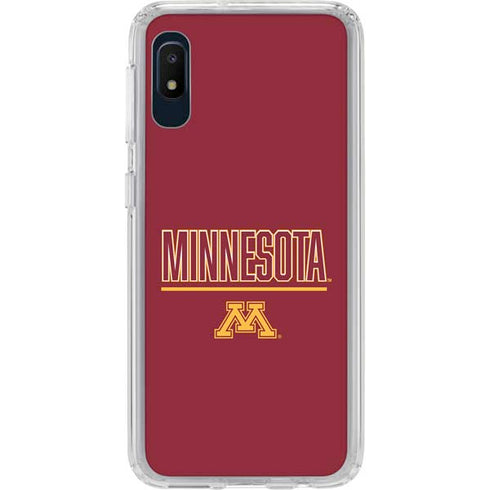 University of Minnesota Athletic Text Galaxy A10e Clear Case