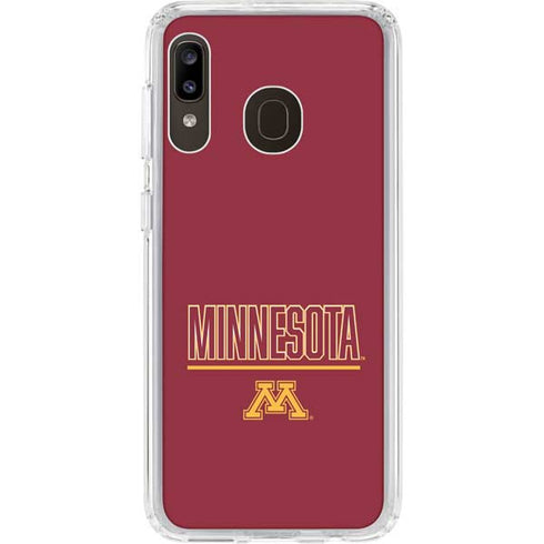 University of Minnesota Athletic Text Galaxy A20 Clear Case