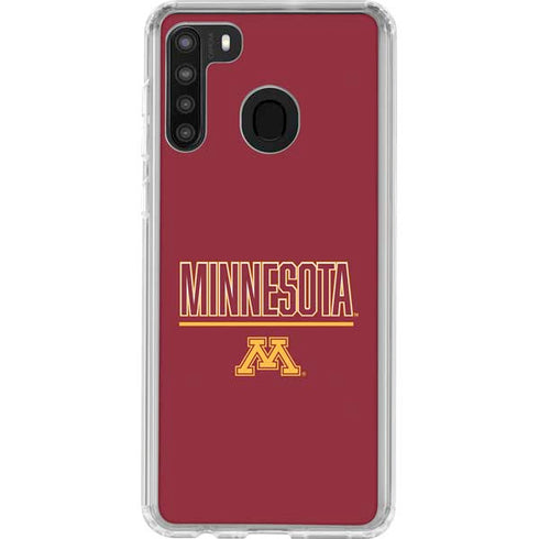 University of Minnesota Athletic Text Galaxy A21 Clear Case