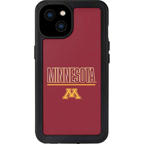University of Minnesota Athletic Text iPhone 15 Plus Waterproof Case