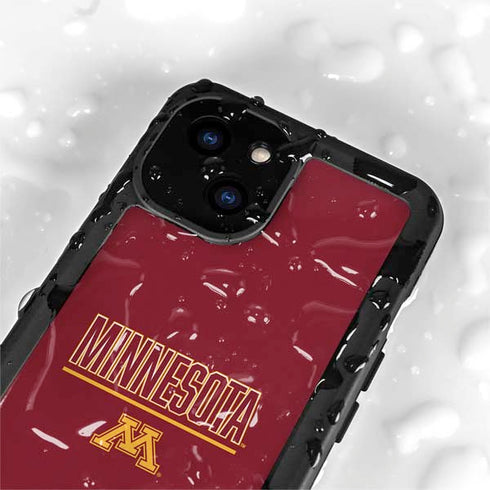 University of Minnesota Athletic Text iPhone 15 Plus Waterproof Case