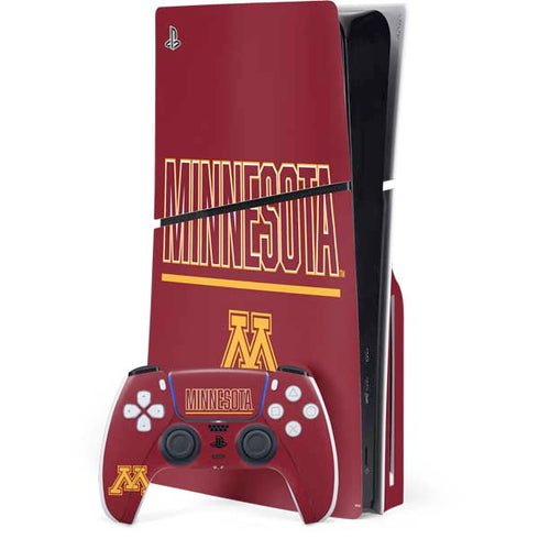 University of Minnesota Athletic Text PS5 Slim Disk Bundle Skin
