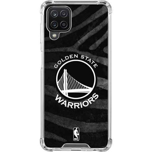 NBA Golden State Warriors Black Animal Print Galaxy A12 Clear Case