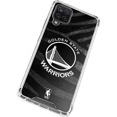 NBA Golden State Warriors Black Animal Print Galaxy A12 Clear Case