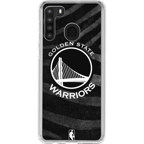 NBA Golden State Warriors Black Animal Print Galaxy A21 Clear Case
