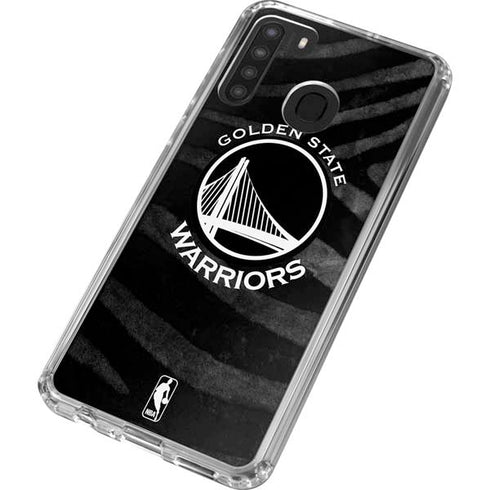 NBA Golden State Warriors Black Animal Print Galaxy A21 Clear Case