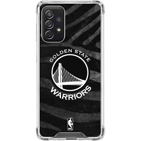 NBA Golden State Warriors Black Animal Print Galaxy A72 5G Clear Case