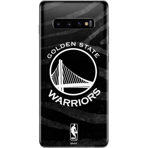 NBA Golden State Warriors Black Animal Print Galaxy S10 Plus Skin