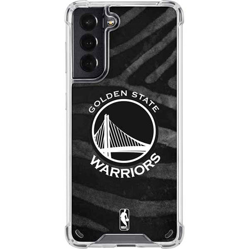 NBA Golden State Warriors Black Animal Print Galaxy S21 5G Clear Case