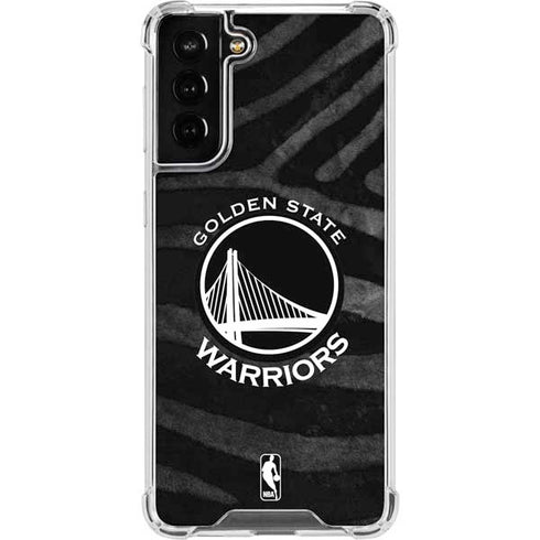 NBA Golden State Warriors Black Animal Print Galaxy S21 FE Clear Case