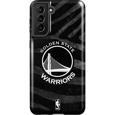 NBA Golden State Warriors Black Animal Print Galaxy S21 FE Pro Case
