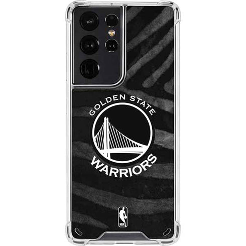 NBA Golden State Warriors Black Animal Print Galaxy S21 Ultra 5G Clear Case