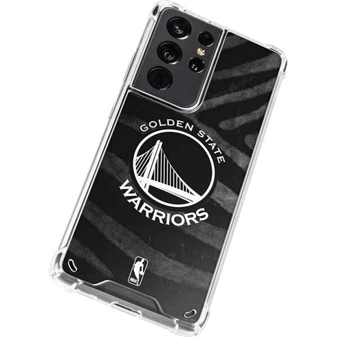 NBA Golden State Warriors Black Animal Print Galaxy S21 Ultra 5G Clear Case