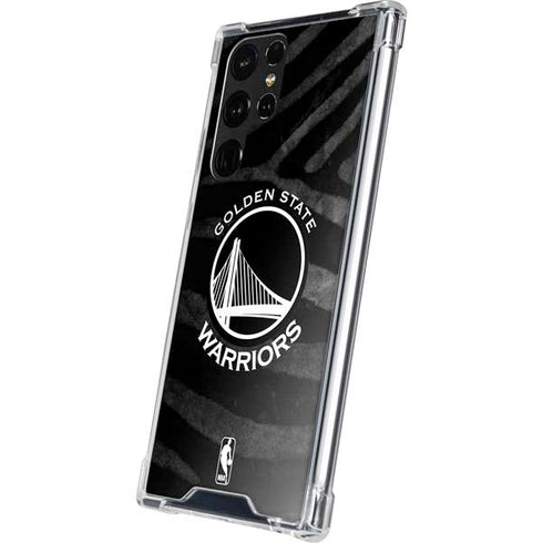 NBA Golden State Warriors Black Animal Print Galaxy S22 Ultra Clear Case