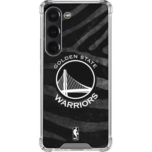 NBA Golden State Warriors Black Animal Print Galaxy S23 Clear Case