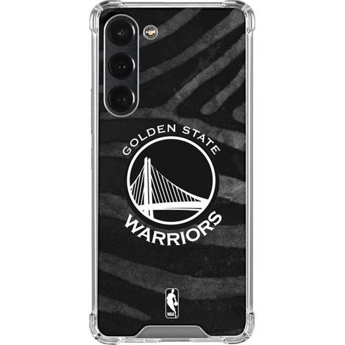 NBA Golden State Warriors Black Animal Print Galaxy S23 Plus Clear Case