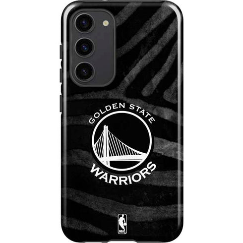 NBA Golden State Warriors Black Animal Print Galaxy S23 Plus Pro Case