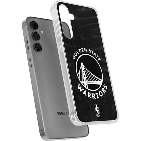 NBA Golden State Warriors Black Animal Print Galaxy S24 Plus Clear Case