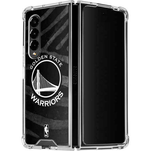 NBA Golden State Warriors Black Animal Print Galaxy Z Fold4 5G Clear Case