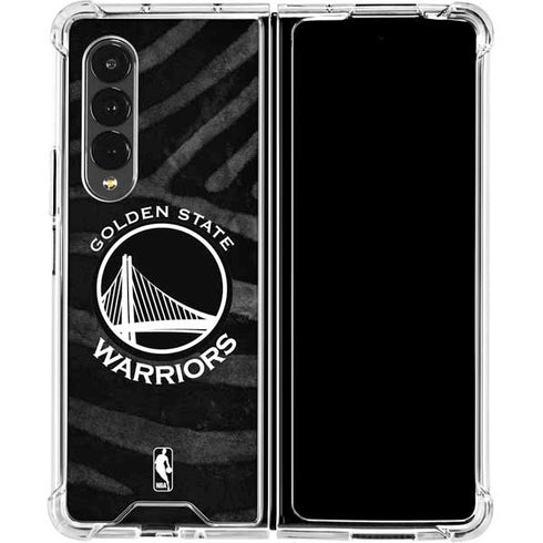 NBA Golden State Warriors Black Animal Print Galaxy Z Fold4 5G Clear Case