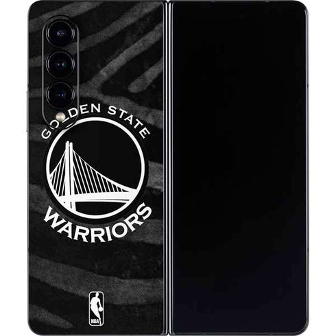 NBA Golden State Warriors Black Animal Print Galaxy Z Fold4 5G Skin