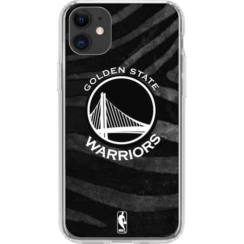 NBA Golden State Warriors Black Animal Print iPhone 11 Clear Case