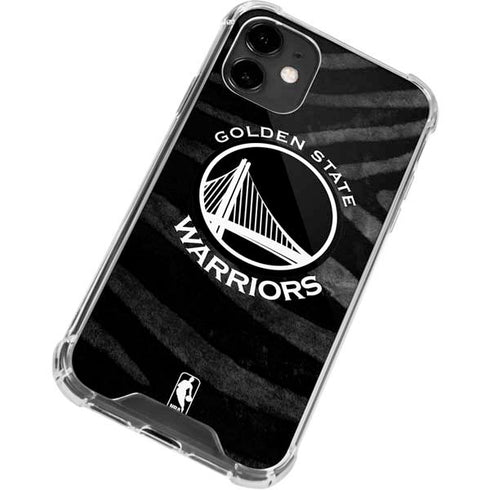 NBA Golden State Warriors Black Animal Print iPhone 12 Clear Case