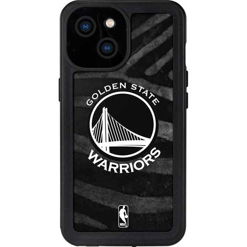 NBA Golden State Warriors Black Animal Print iPhone 13 Mini Waterproof Case