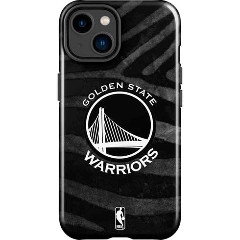 NBA Golden State Warriors Black Animal Print iPhone 15 Plus Impact Case