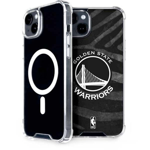 NBA Golden State Warriors Black Animal Print iPhone 15 MagSafe Case