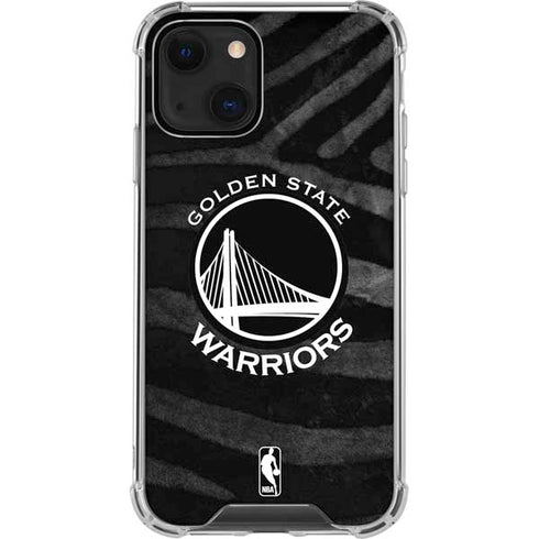 NBA Golden State Warriors Black Animal Print iPhone 15 Plus Clear Case