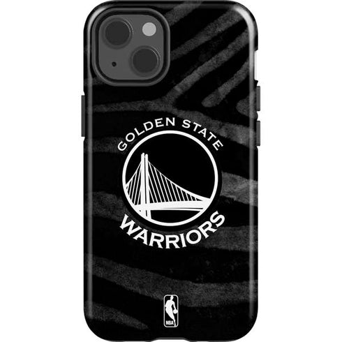 NBA Golden State Warriors Black Animal Print iPhone 15 Impact Case