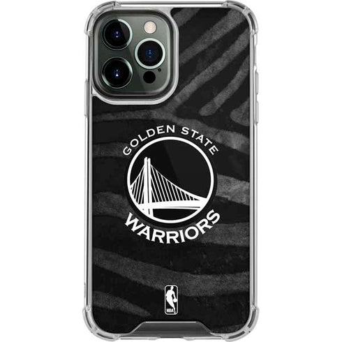 NBA Golden State Warriors Black Animal Print iPhone 14 Pro Max Clear Case