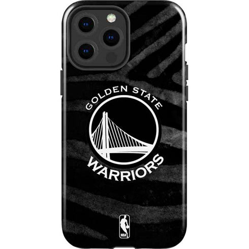 NBA Golden State Warriors Black Animal Print iPhone 15 Pro Max Impact Case