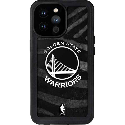 NBA Golden State Warriors Black Animal Print iPhone 14 Pro Max Waterproof Case