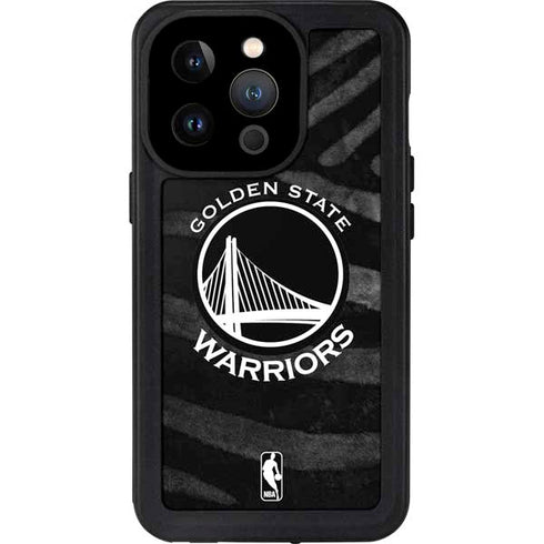 NBA Golden State Warriors Black Animal Print iPhone 14 Pro Waterproof Case