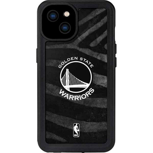 NBA Golden State Warriors Black Animal Print iPhone 15 Plus Waterproof Case