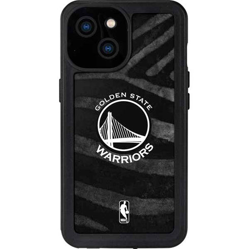 NBA Golden State Warriors Black Animal Print iPhone 15 Waterproof Case