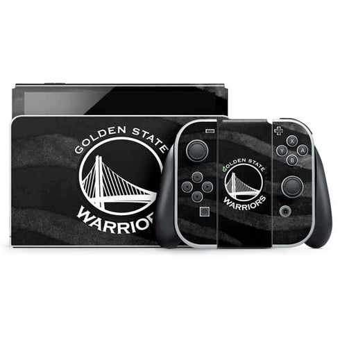 NBA Golden State Warriors Black Animal Print Nintendo Switch OLED (2021) Skin