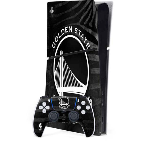 NBA Golden State Warriors Black Animal Print PS5 Slim Digital Edition Bundle Skin