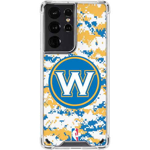 NBA Golden State Warriors Digi Camo Galaxy S21 Ultra 5G Clear Case