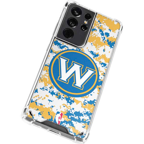 NBA Golden State Warriors Digi Camo Galaxy S21 Ultra 5G Clear Case